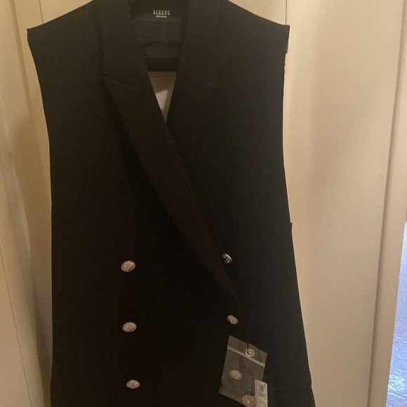 Versace Versus Black Double Breasted Blazer Vest Dress W/ Open Back 44 NWT - Picture 10 of 12
